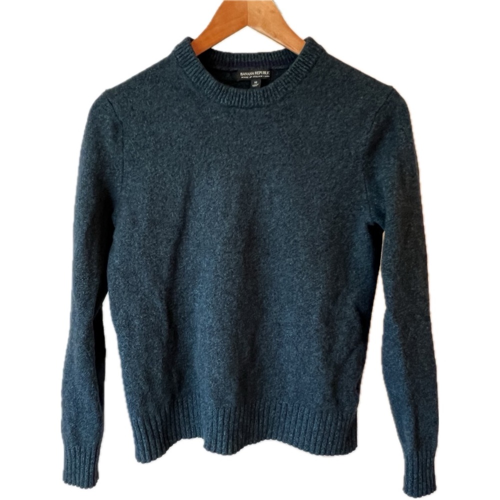 Banana Republic Sweater Italian Yarn Merino Wool Teal Blue Green Medium M